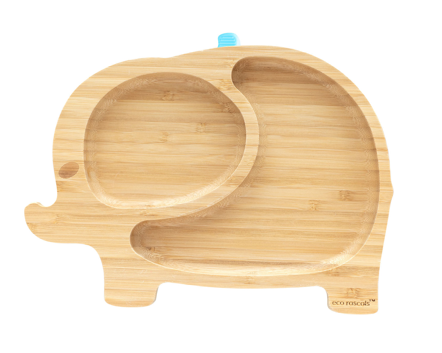 Bamboo Suction and Section Elephant Plate in Blue