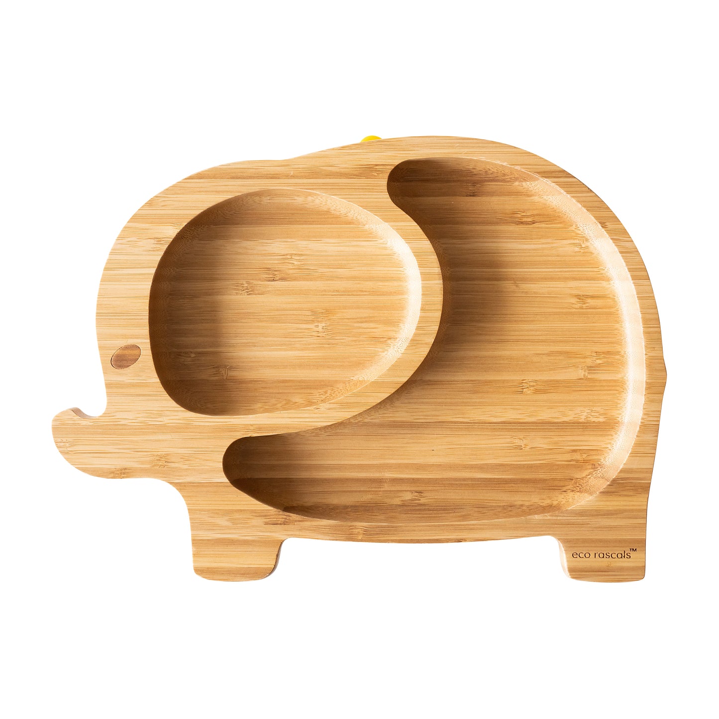 Bamboo Suction and Section Elephant Plate in Yellow