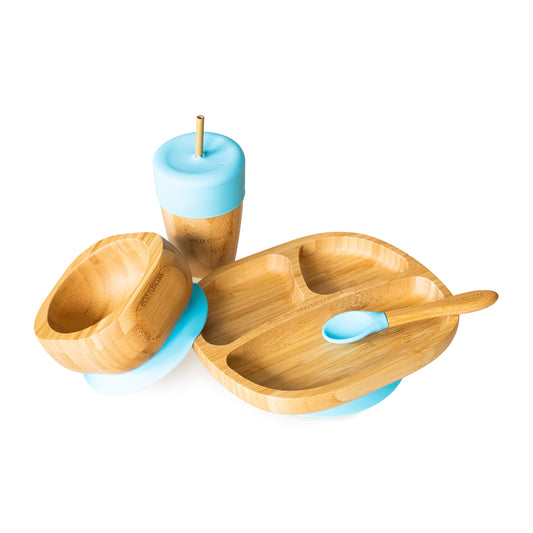 Bamboo Suction and Section Toddler Plate Gift Set in Blue
