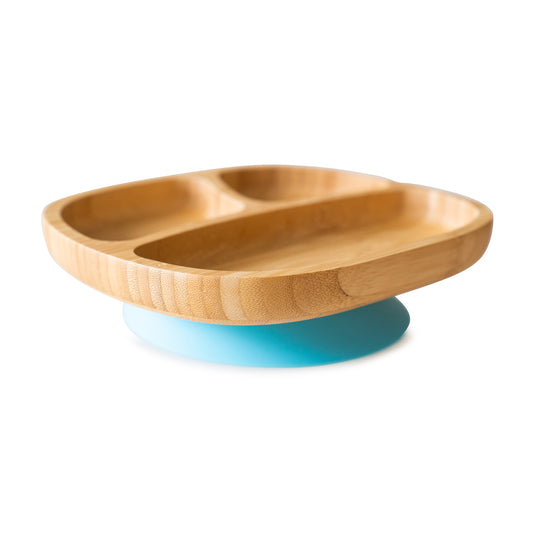 Bamboo Suction and Section Toddler Plate in Blue