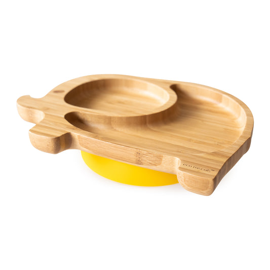 Bamboo Suction and Section Elephant Plate in Yellow