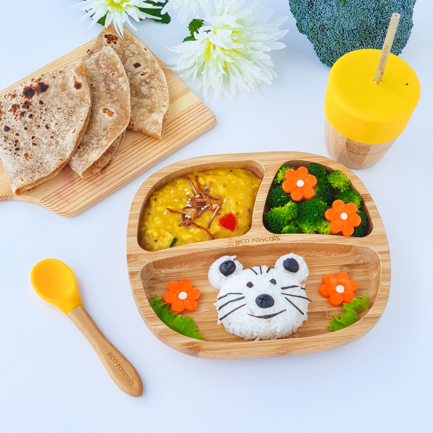 Bamboo Suction and Section Toddler Plate in Yellow