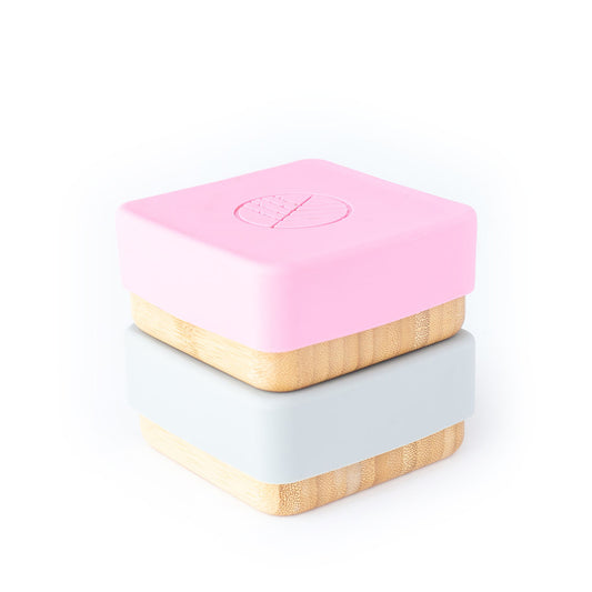 Bamboo Snack Pots in Pink/Grey